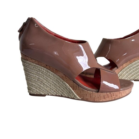 Cole Haan Nike Air Open Toe Leather Wedge Espadrille in Taupe - Sz 9.5 - Picture 3 of 7